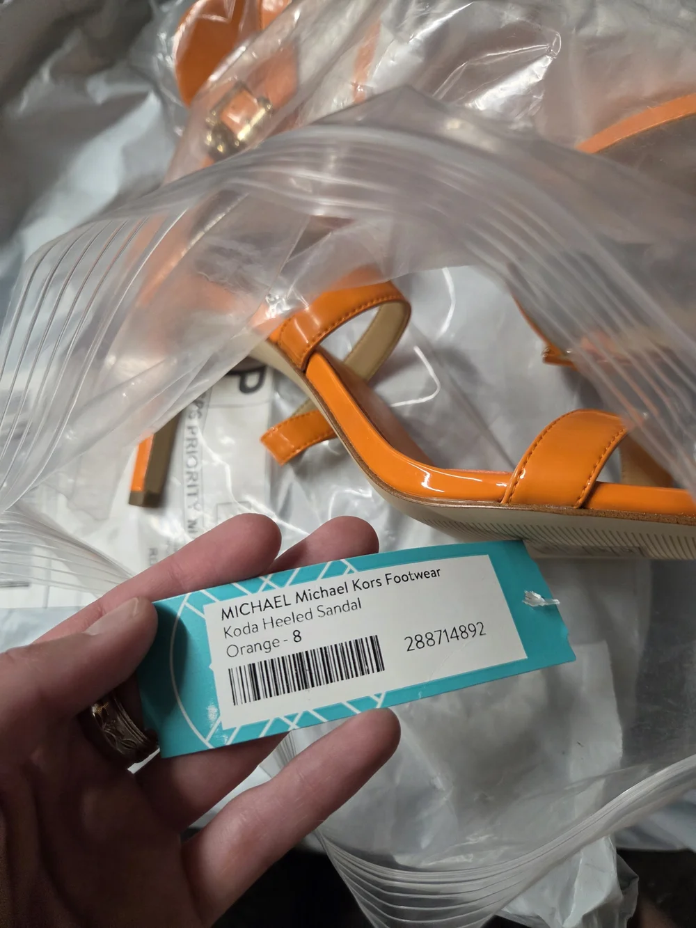 Michael Kors Vibrant Orange Patent Strappy Heel